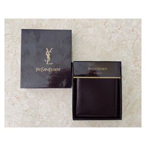 NIB VTG Yves Saint Laurent The Organizer Dark Brown Leather Bi Fold Men's Wallet